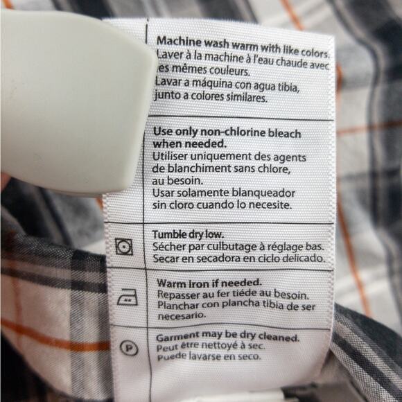 Carhartt Work Shirt Men's Small Relaxed Fit Plaid White Gray Logo 100% Cotton - Picture 9 of 10